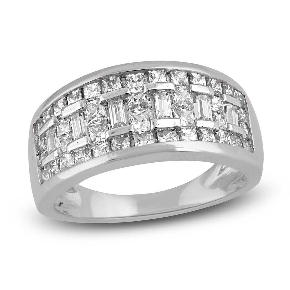 Diamond Anniversary Band 1-3/4 ct tw Princess/Baguette 14K White Gold Wnqo4ZHN