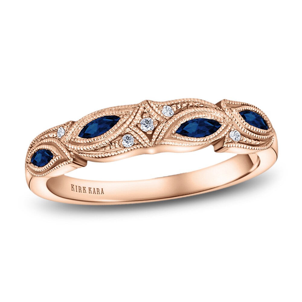 Kirk Kara Natural Blue Sapphire Anniversary Band Diamond Accents 18K Rose Gold Woe9A5bA