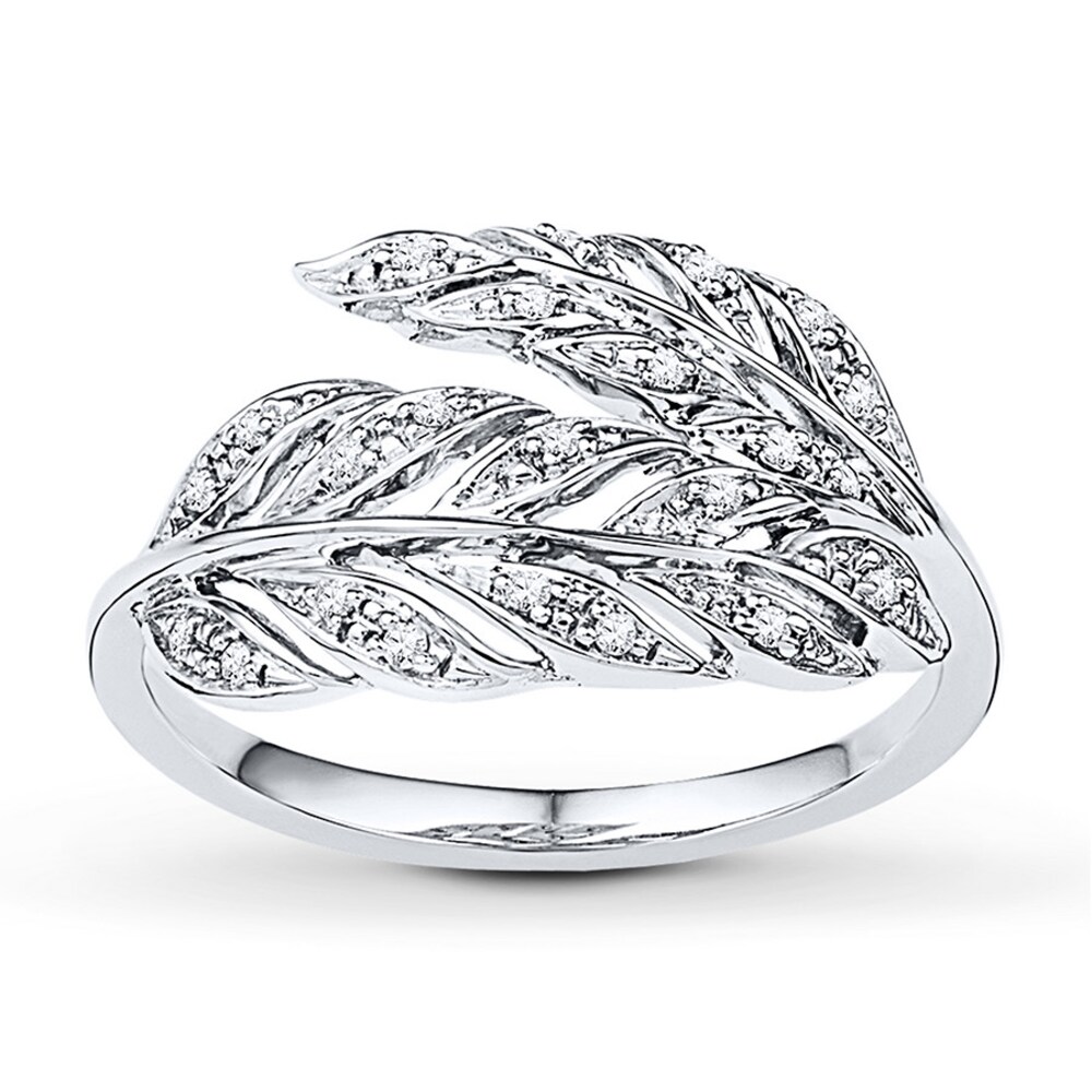 Leaf Ring 1/10 ct tw Diamonds Sterling Silver WrcBzxkM