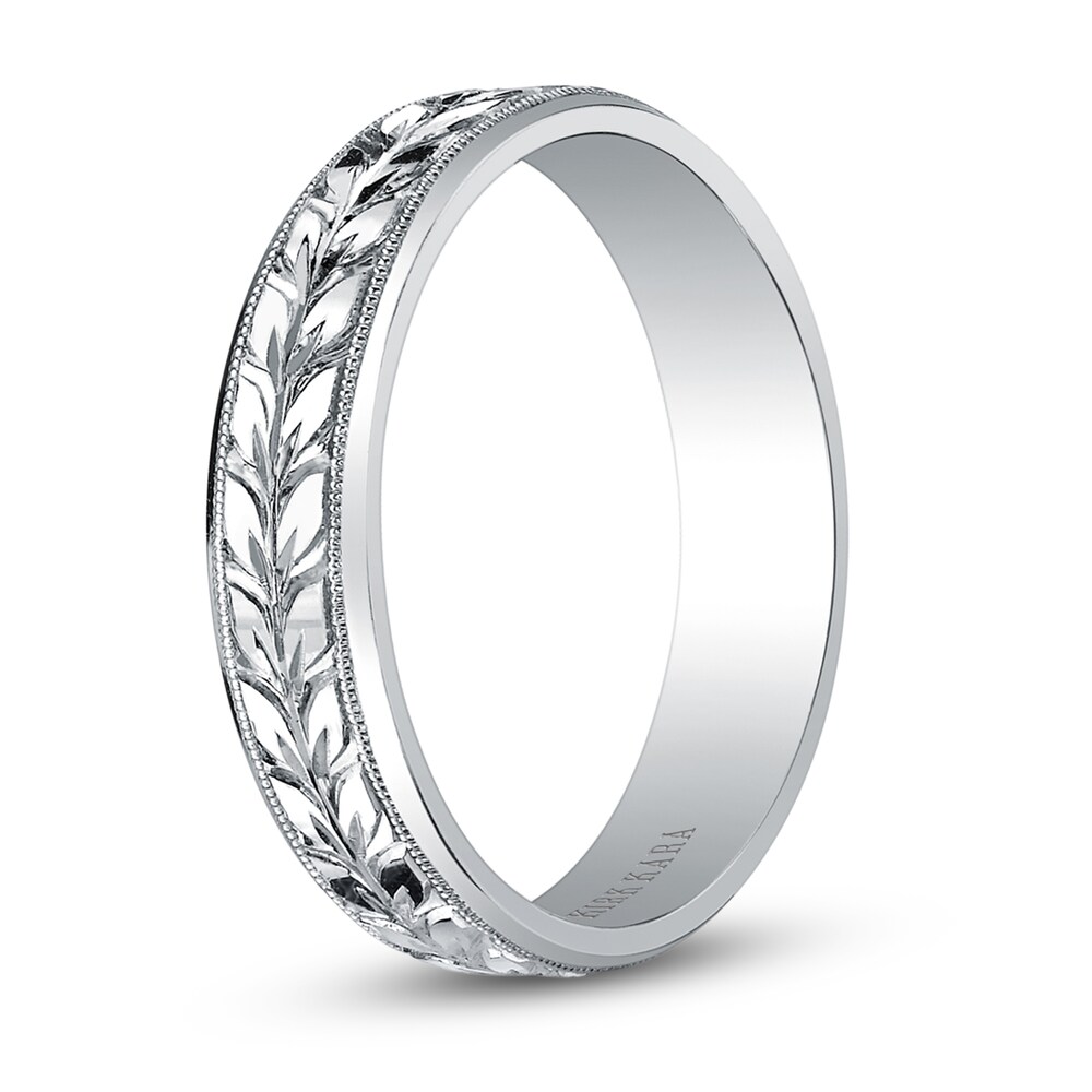 Kirk Kara Men\'s Engraved Leaf Wedding Band Platinum WvUmYLRa