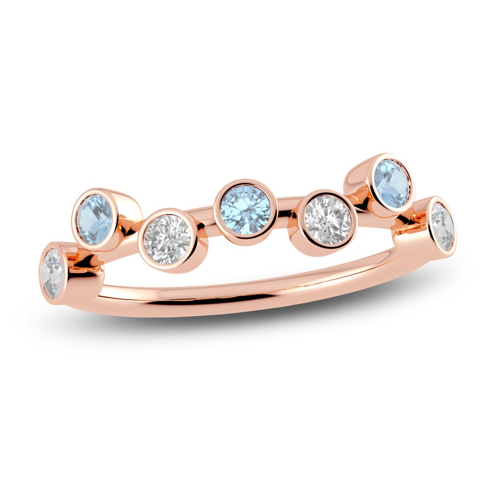 Juliette Maison Natural Aquamarine & Natural White Sapphire Ring 10K Rose Gold WwOIEOI1
