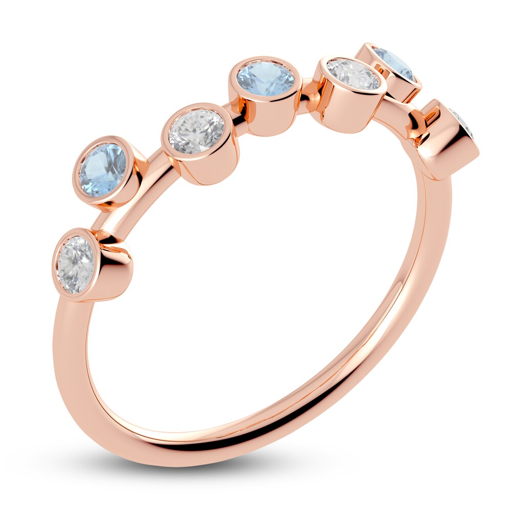 Juliette Maison Natural Aquamarine & Natural White Sapphire Ring 10K Rose Gold WwOIEOI1