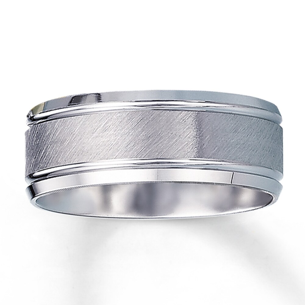 Wedding Band 10K White Gold 8mm X0t5F1b1