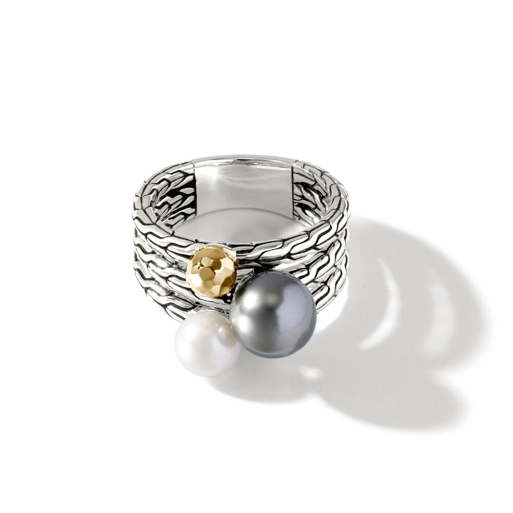 John Hardy Cultured Tahitian & Cultured Freshwater Pearl Ring 18K Yellow Gold/Sterling Silver X5cfFgMt
