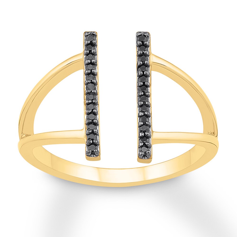 Black Diamond Deconstructed Ring 1/8 ct tw 10K Yellow Gold X8GnUmym