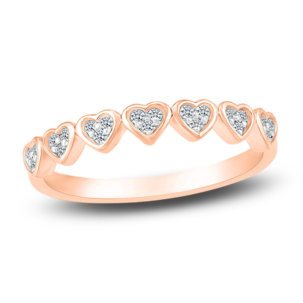 Diamond Heart Anniversary Band 1/8 ct tw Round 14K Rose Gold XB7NCPh2