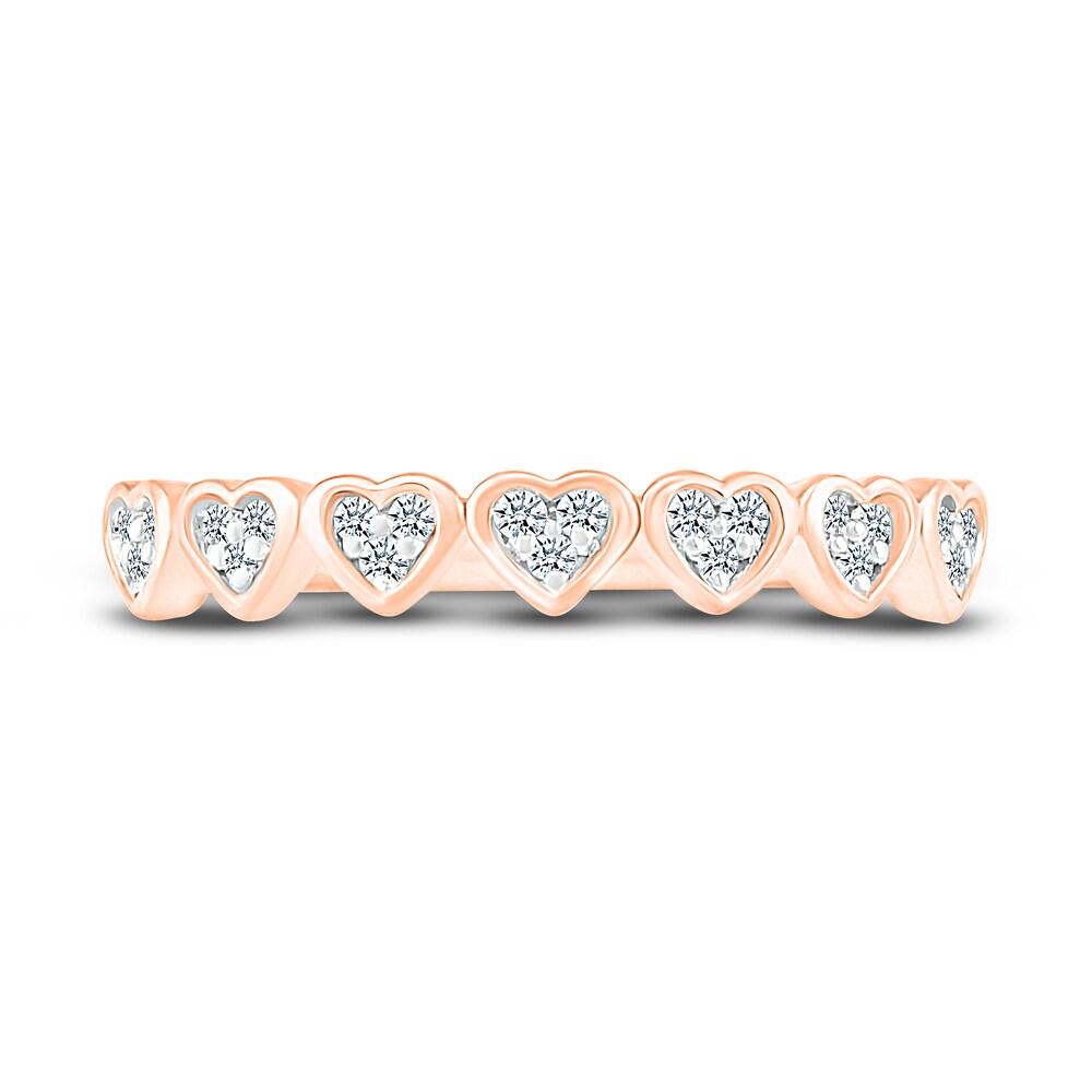 Diamond Heart Anniversary Band 1/8 ct tw Round 14K Rose Gold XB7NCPh2