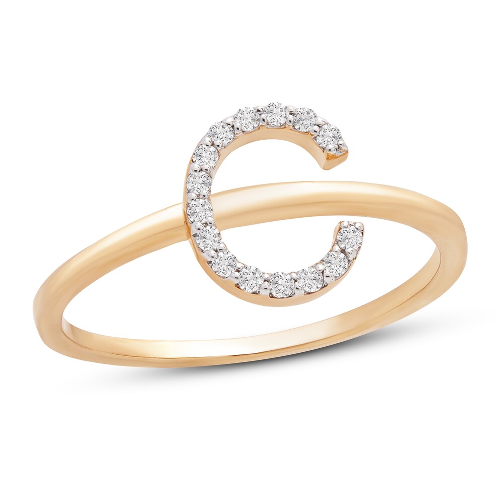 Diamond Letter C Ring 1/10 ct tw 10K Yellow Gold XDHmEWMu