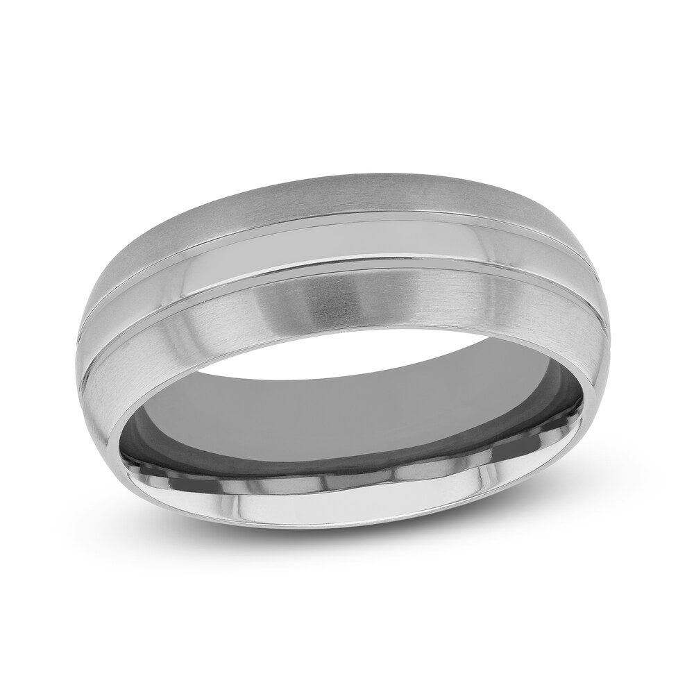 Grooved Wedding Band Titanium 7.5mm XJJ1oK4w