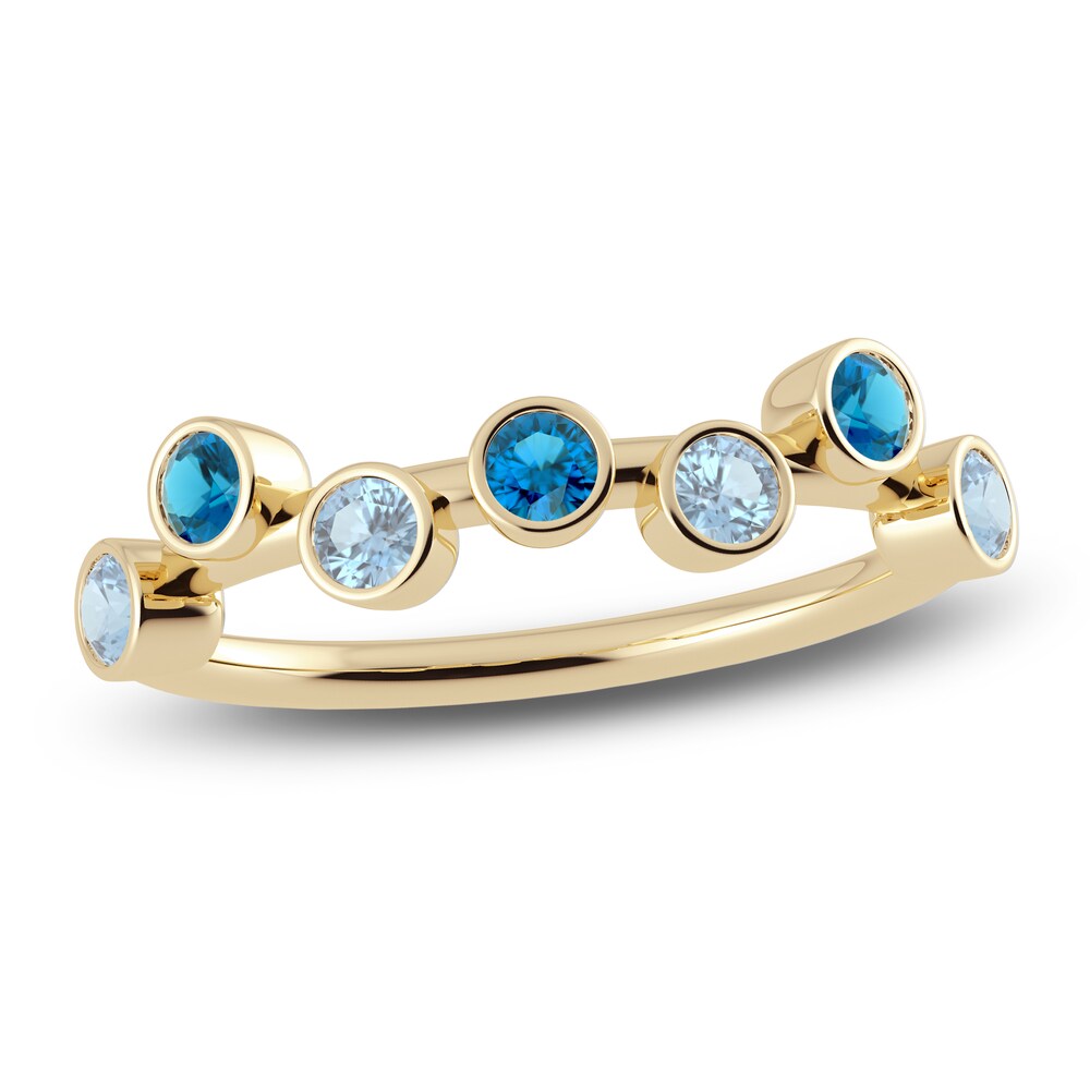 Juliette Maison Natural Blue Zircon & Natural Aquamarine Ring 10K Yellow Gold XKzCKj8x