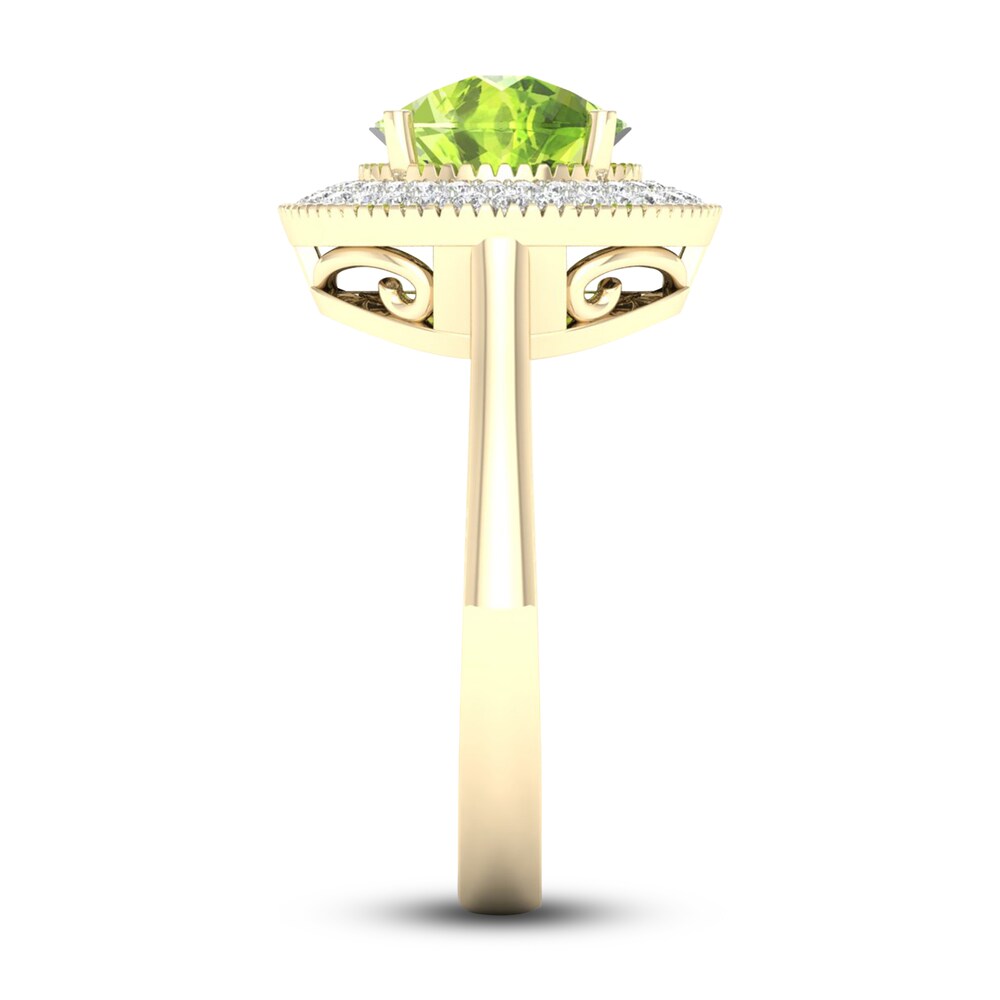 Natural Peridot Ring 1/4 ct tw Diamonds 10K Yellow Gold XU3lMOJV