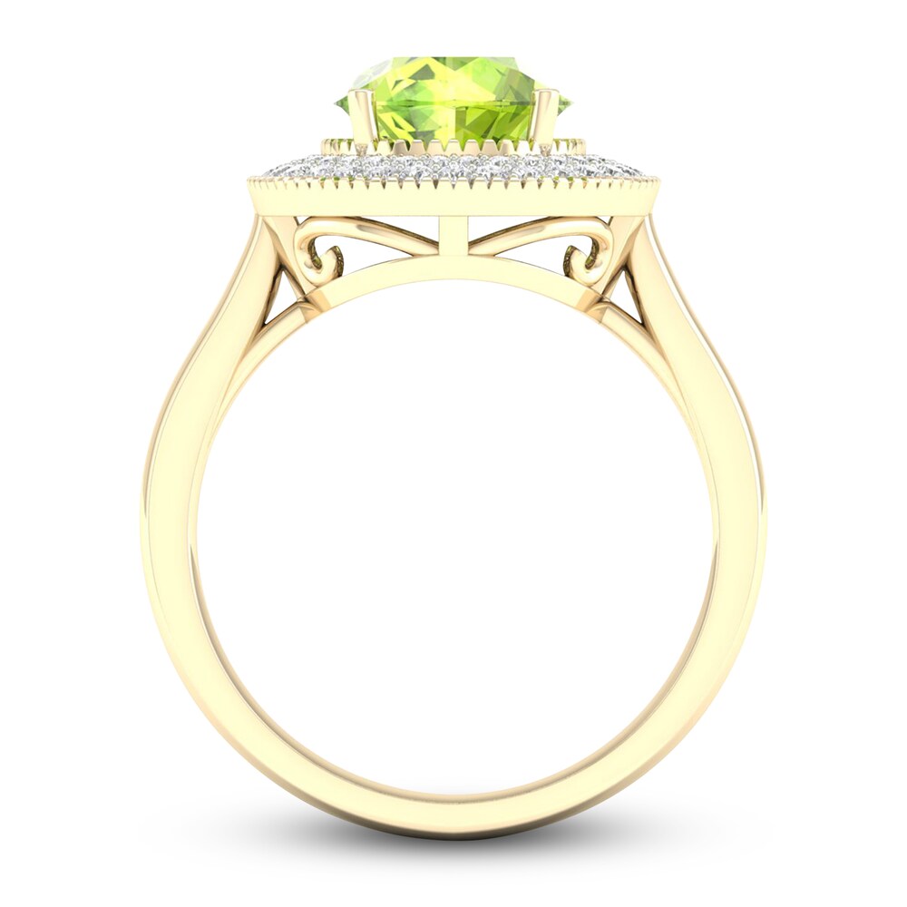 Natural Peridot Ring 1/4 ct tw Diamonds 10K Yellow Gold XU3lMOJV