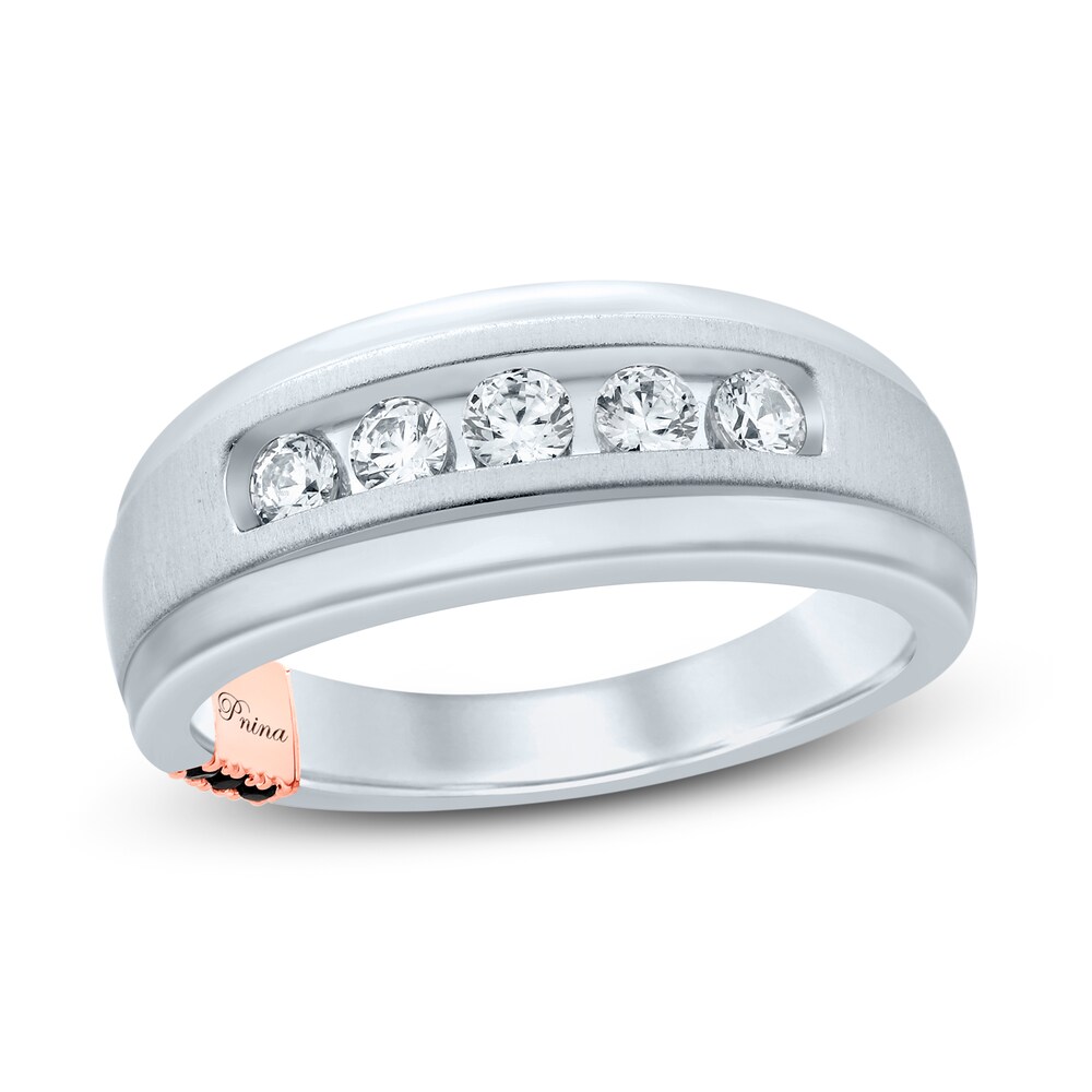 Pnina Tornai As Long As We Both Shall Live Men's Diamond Wedding Band 1/2 ct tw Round 14K White Gold XXmHxcNX