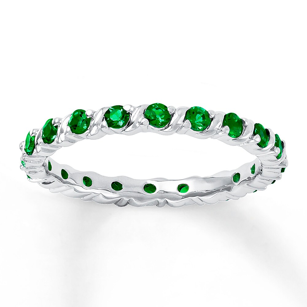 Stackable Ring Lab-Created Emeralds Sterling Silver XbnYEtKN