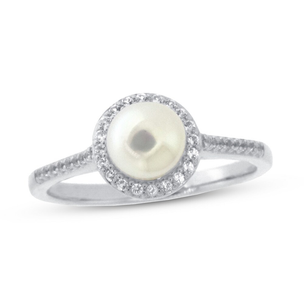 Cultured Pearl & White Topaz Ring 10K White Gold XdPjB6Ne