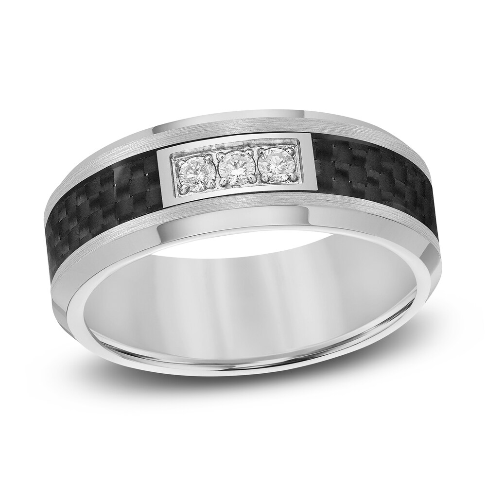 Diamond Wedding Band 1/6 ct tw Round Gray Tungsten XfyXOHKk