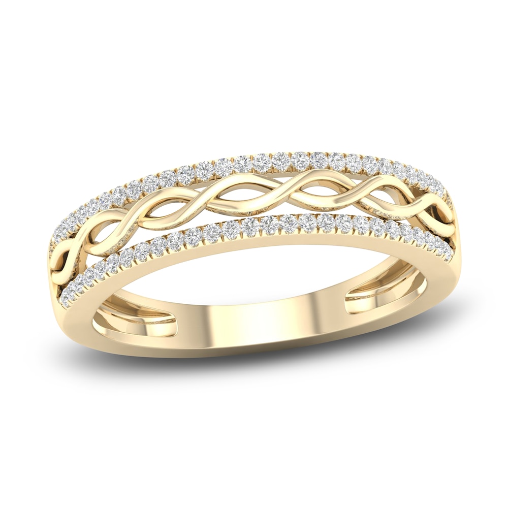 Diamond Twisted Wedding Band 1/8 ct tw Round 14K Yellow Gold XiqdVGi3