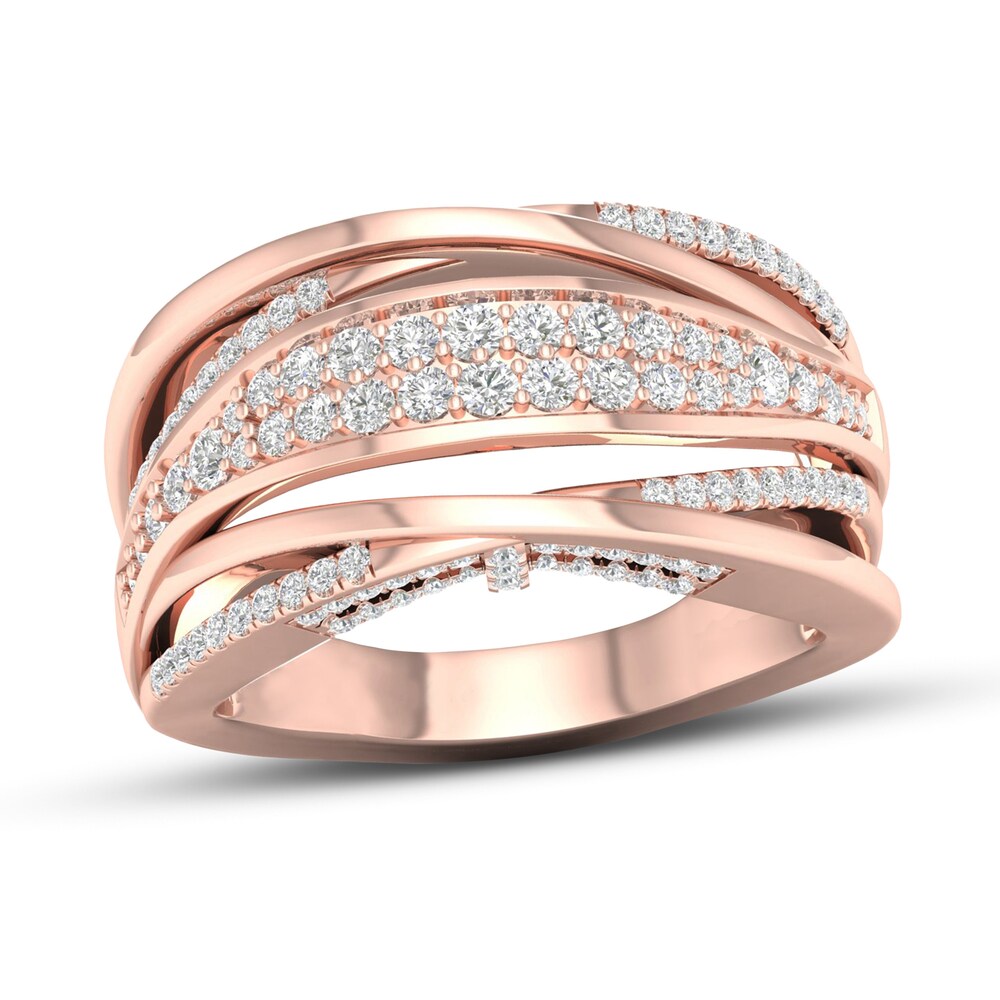 Certified Diamond Ring 5/8 ct tw Round 14K Rose Gold Xo7UG5n9