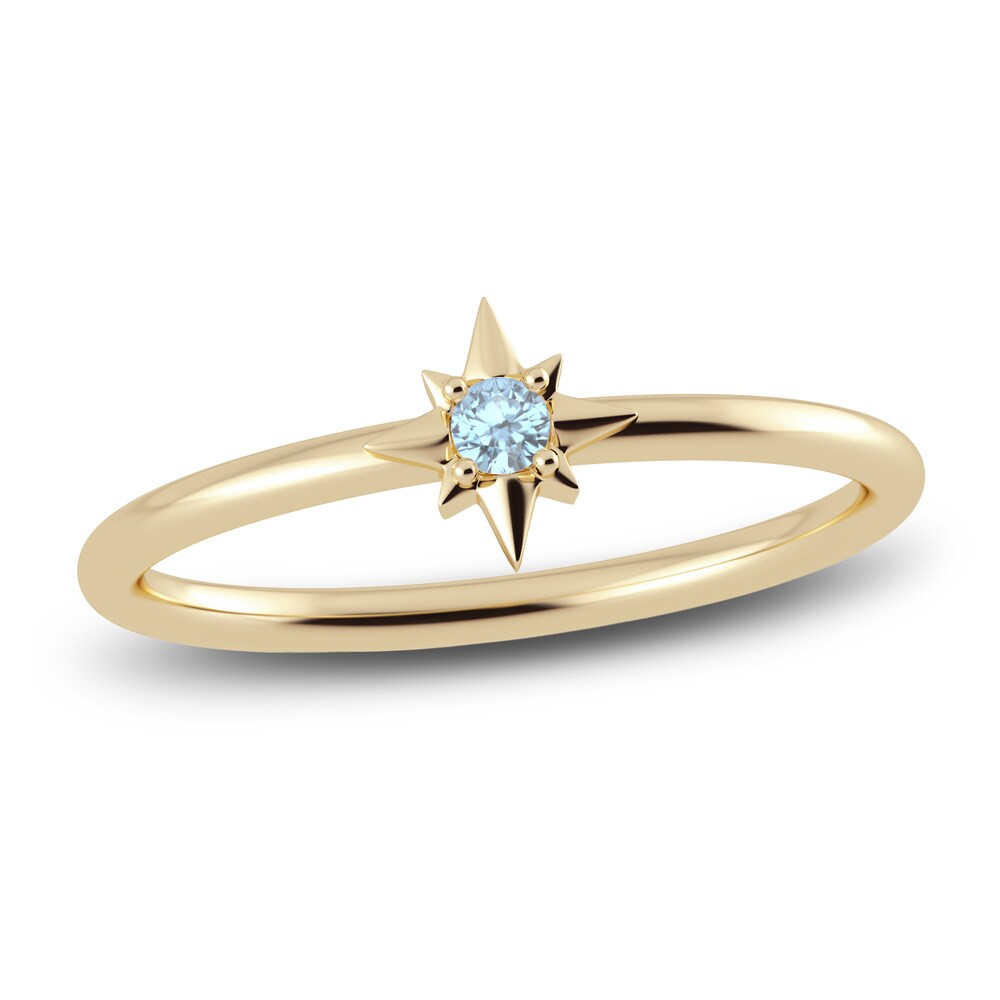 Juliette Maison Natural Aquamarine Starburst Ring 10K Yellow Gold XrUe5IBa