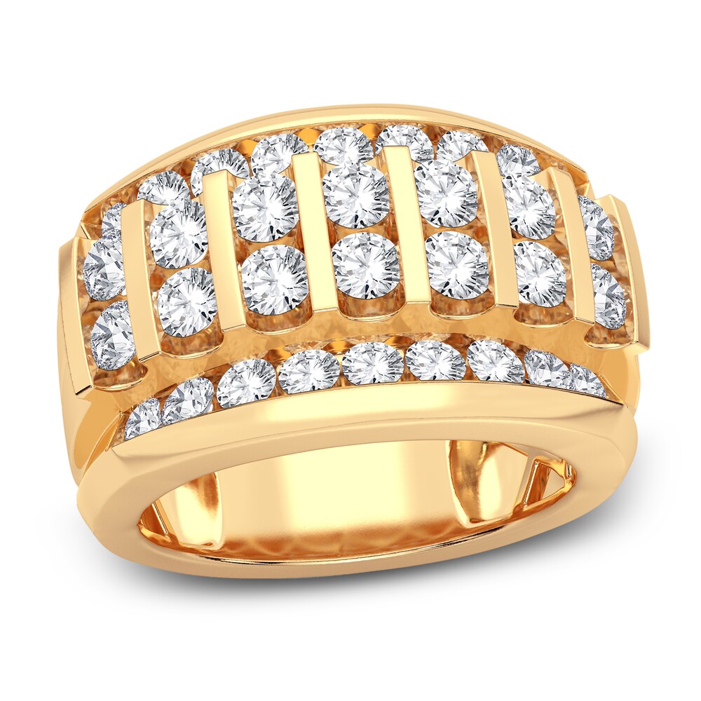 Men's Diamond Ring 3 ct tw Round 14K Yellow Gold XuXZzAKL