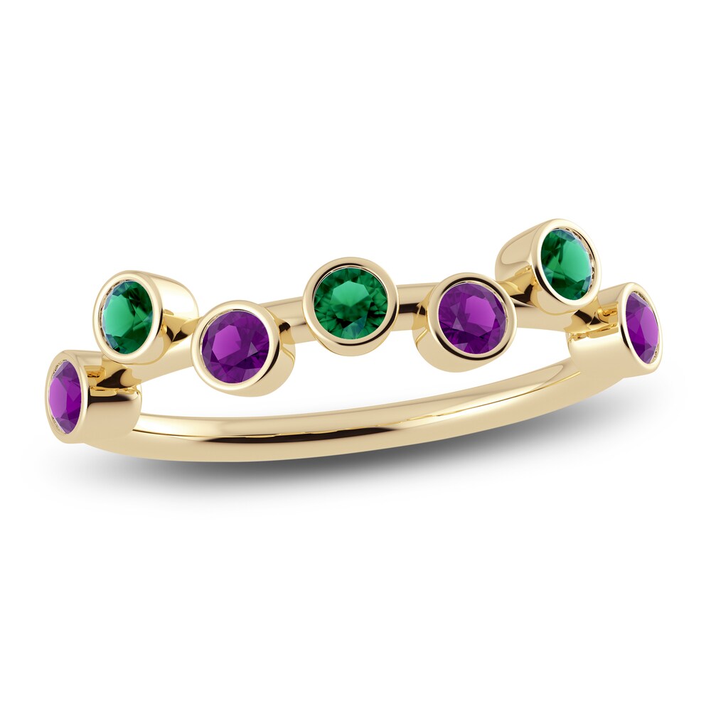 Juliette Maison Natural Amethyst & Natural Emerald Ring 10K Yellow Gold XvZwUynD