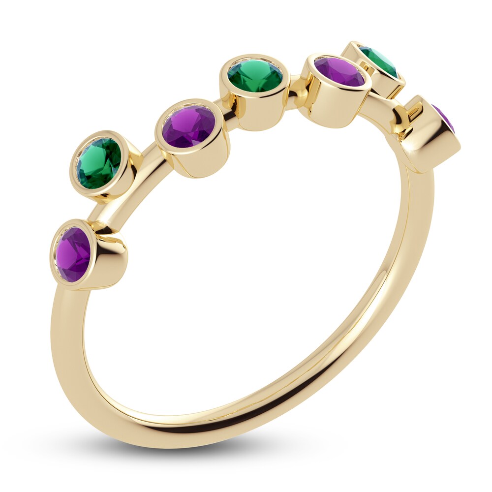 Juliette Maison Natural Amethyst & Natural Emerald Ring 10K Yellow Gold XvZwUynD