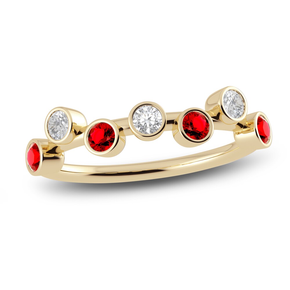 Juliette Maison Natural Ruby & Natural White Sapphire Ring 10K Yellow Gold XwByzeNp