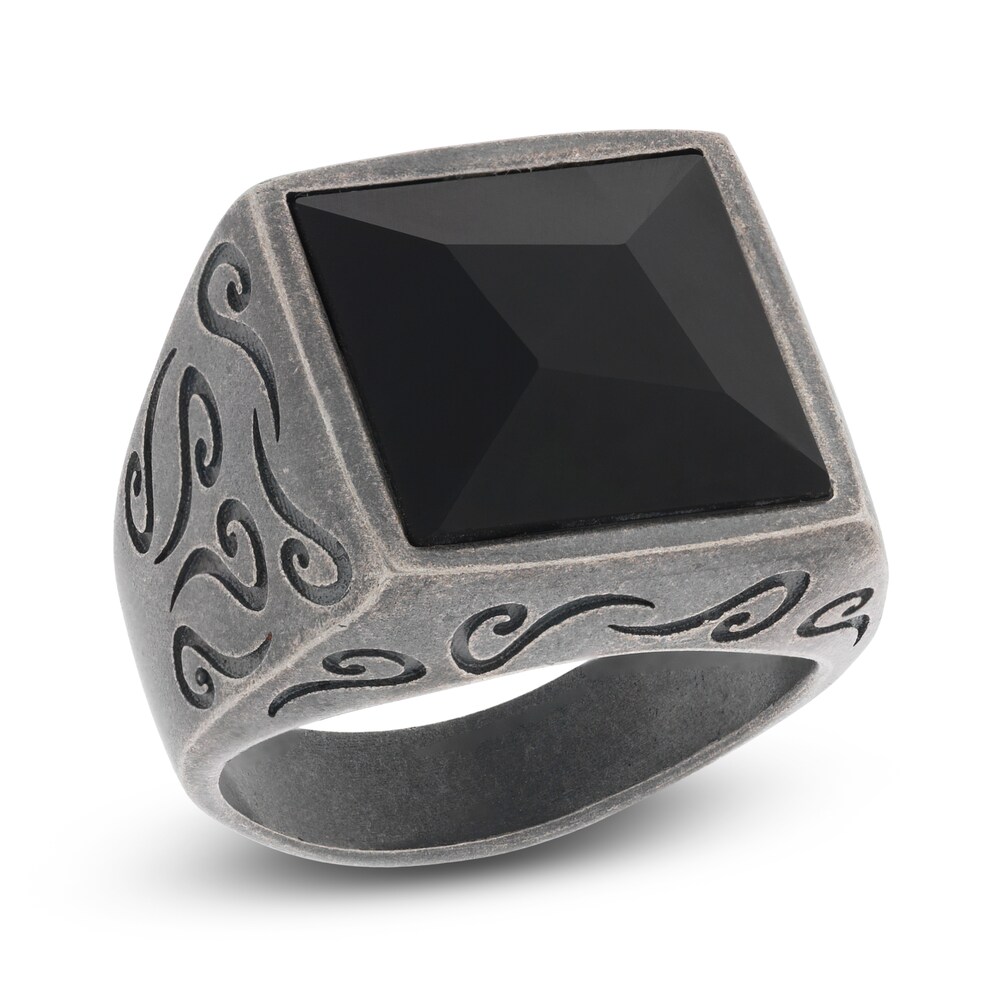 Marco Dal Maso Ara Men's Natural Black Onyx Ring Sterling Silver Xwrc12jn