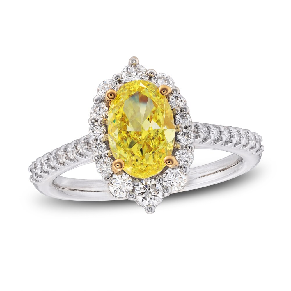 Yellow Lab-Created Diamond Engagement Ring 2 ct tw Round 14K Two-Tone XzjHnzrn