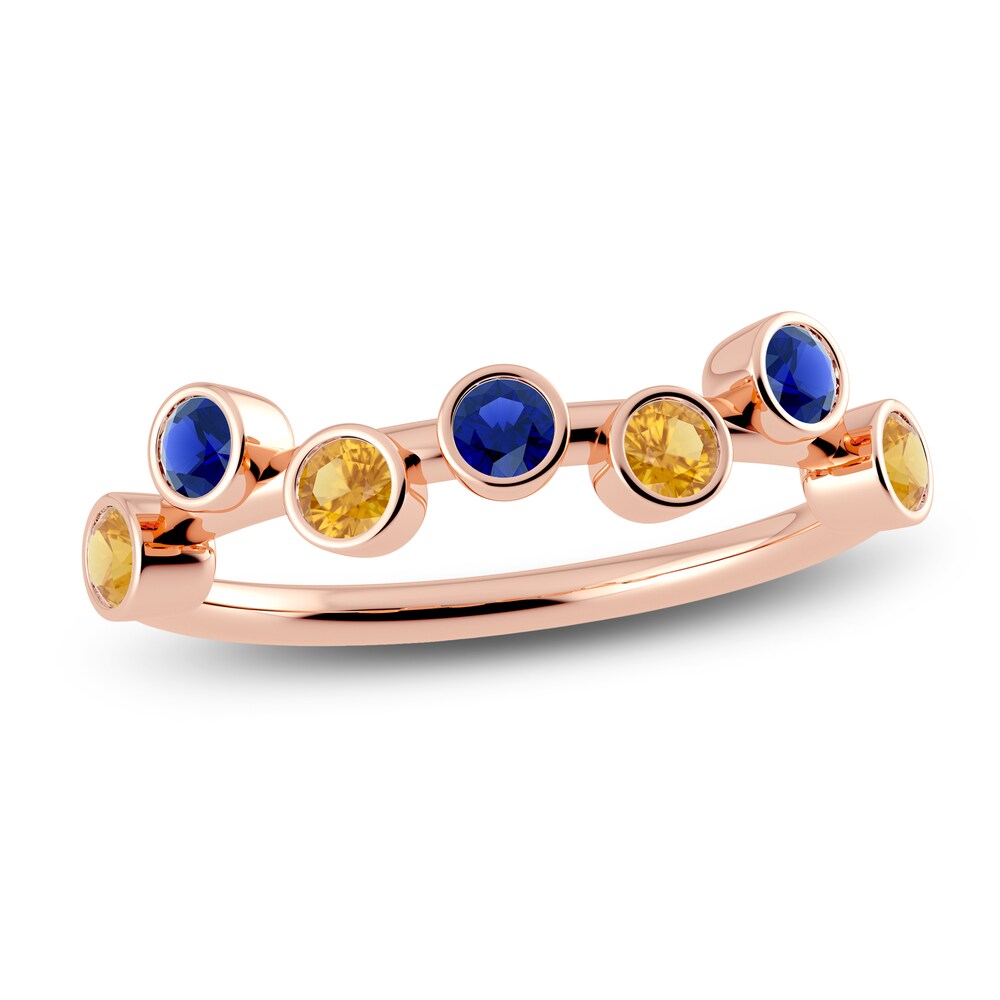Juliette Maison Natural Citrine & Natural Blue Sapphire Ring 10K Rose Gold Y6bYA2wC