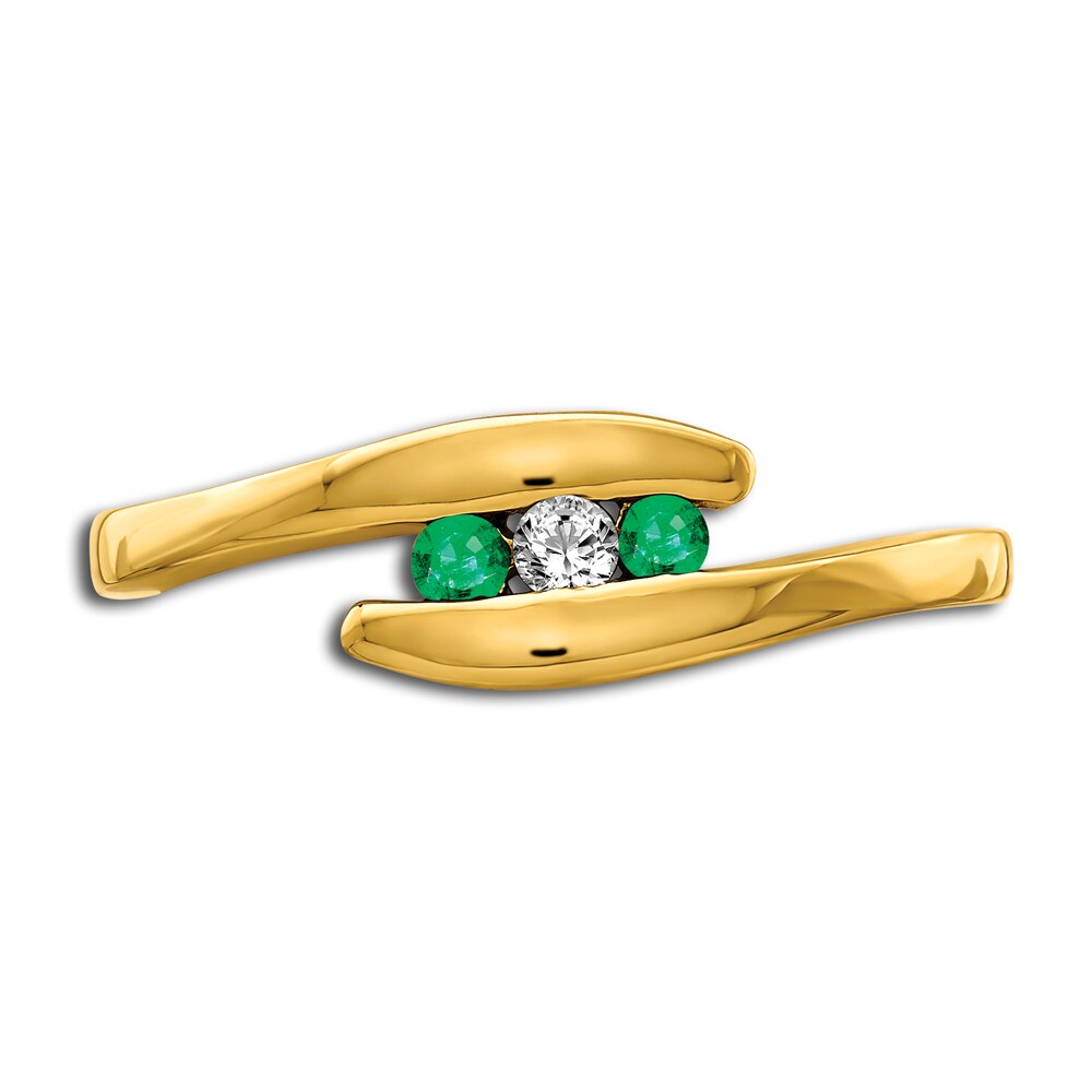 Natural Emerald Wedding Band Diamond Accents 14K Yellow Gold YIA8DBef