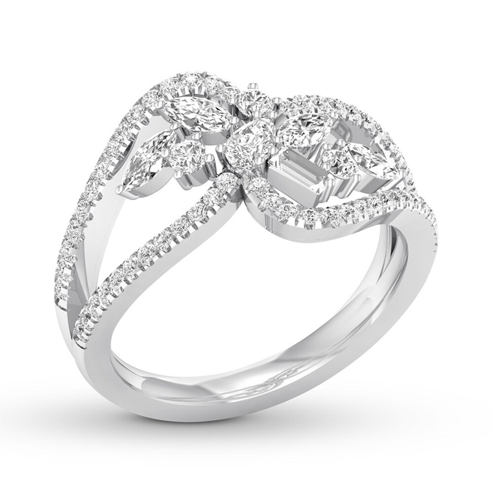 Diamond Ring 3/4 ct tw Marquise/Baguette/Pear-shaped 14K White Gold YRskat4o