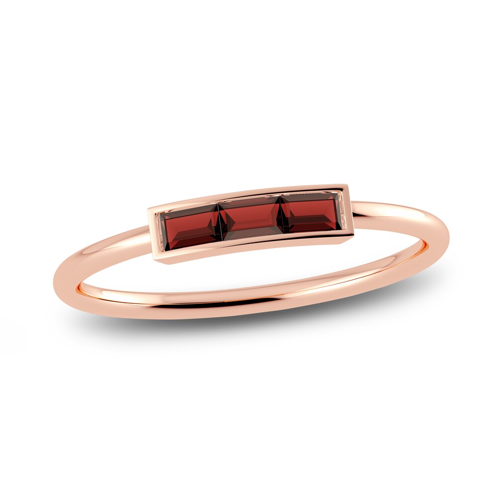 Juliette Maison Natural Garnet Baguette Bar Ring 10K Rose Gold YWs5YCfp