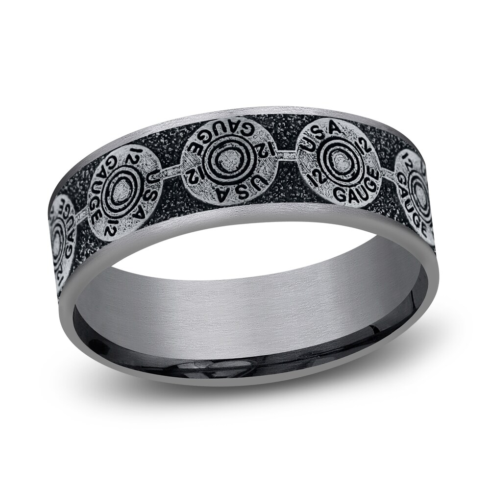 Men's Bullet Wedding Band 14K White Gold/Tantalum 7.5mm YdBEX6y3