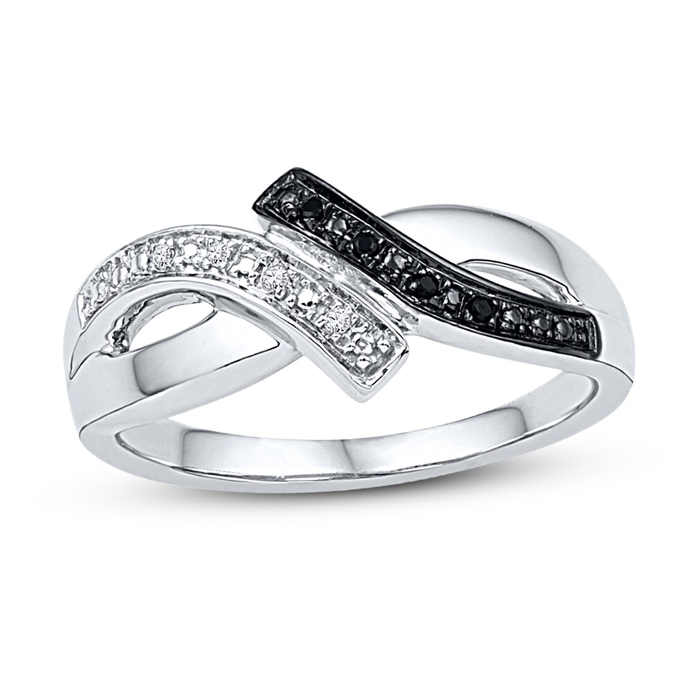 Black/White Diamond Ring Round Sterling Silver YeDmQQUs