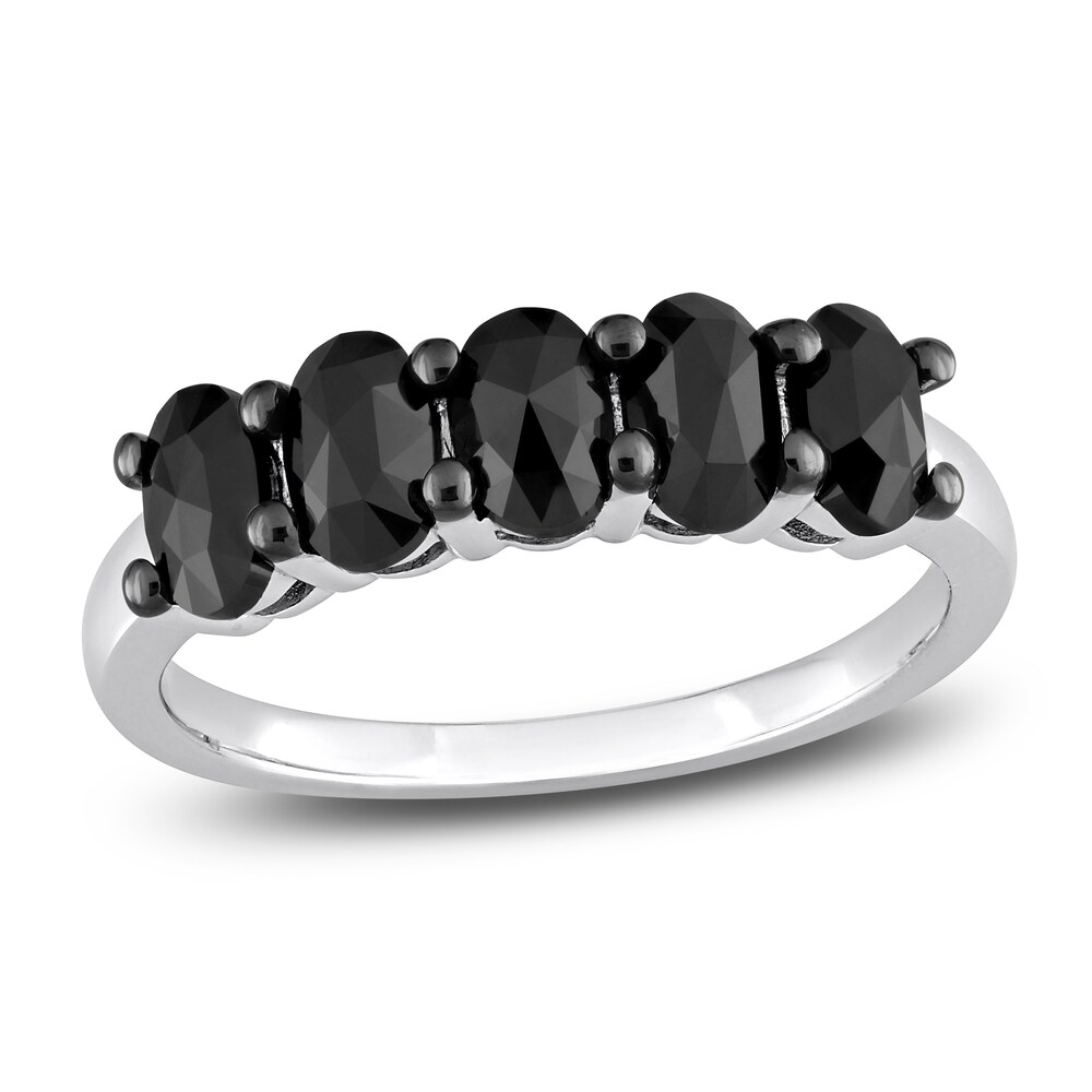 Black Diamond 5-Stone Ring 1-1/4 ct tw Oval 14K White Gold YhIMA0Ru