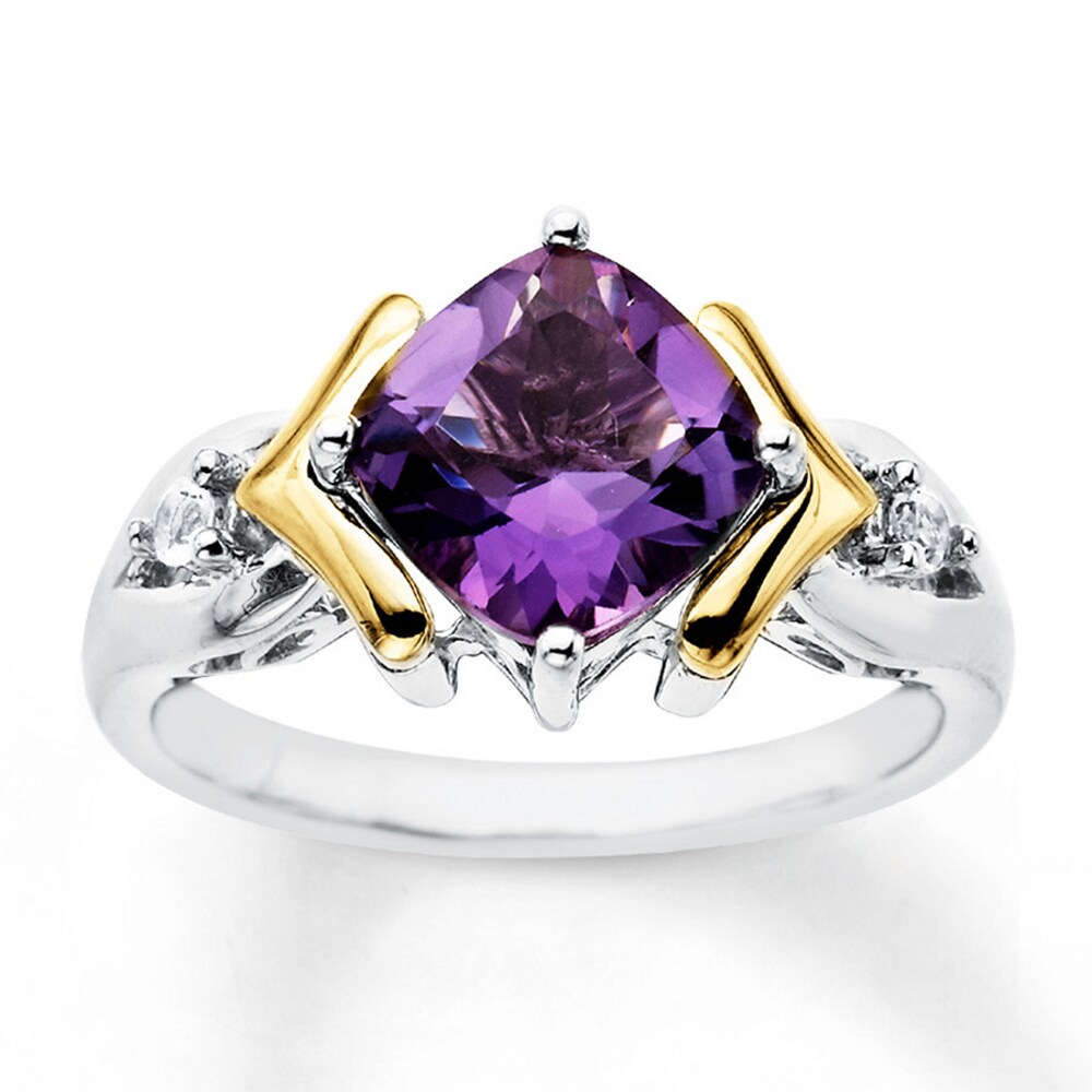 Amethyst Ring White Topaz Sterling Silver/10K Yellow Gold YiUxif6I