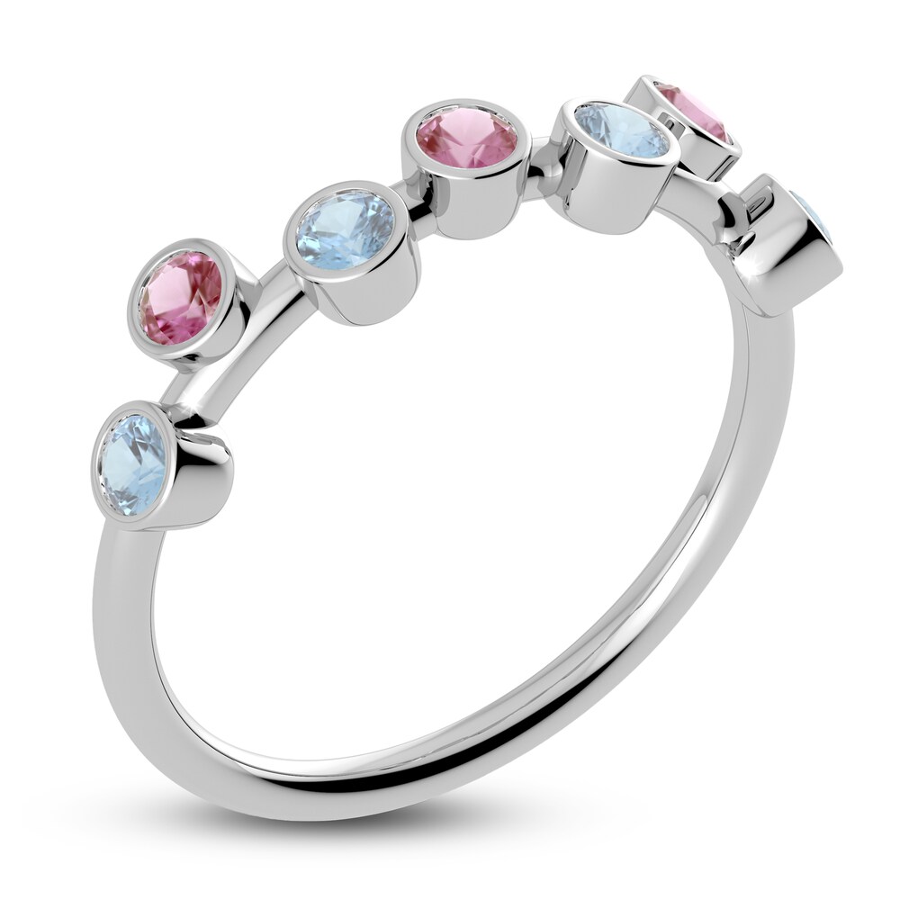 Juliette Maison Natural Pink Tourmaline & Natural Aquamarine Ring 10K White Gold Ytr7ExVt