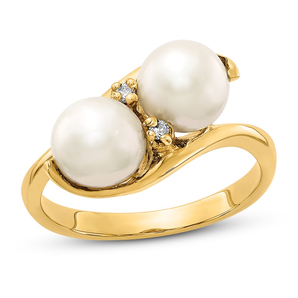 Cultured Freshwater Pearl Ring Diamond Accent 14K Yellow Gold YxnQtWj1