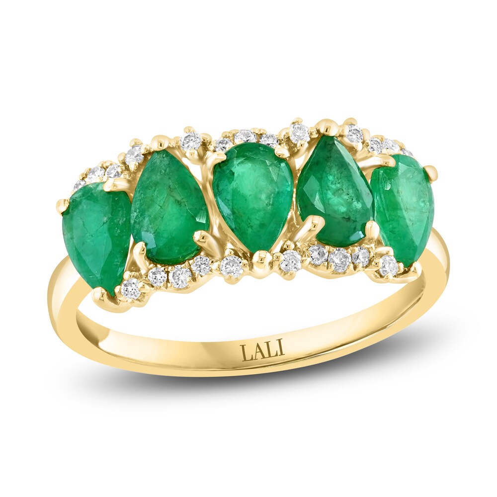 LALI Jewels Natural Emerald Ring 1/8 ct tw Round 14K Yellow Gold Yxxz1IvI