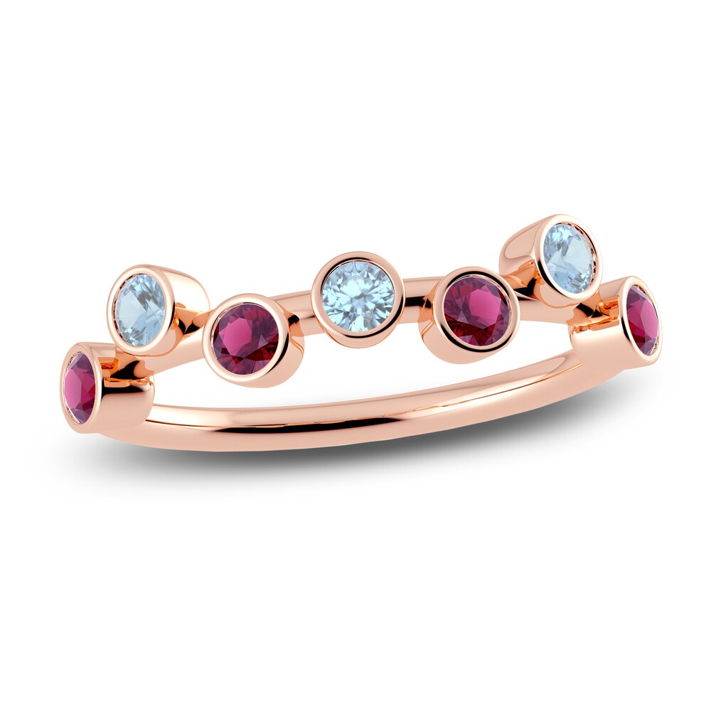 Juliette Maison Natural Rhodolite Garnet & Natural Aquamarine Ring 10K Rose Gold ZEb5XEqD