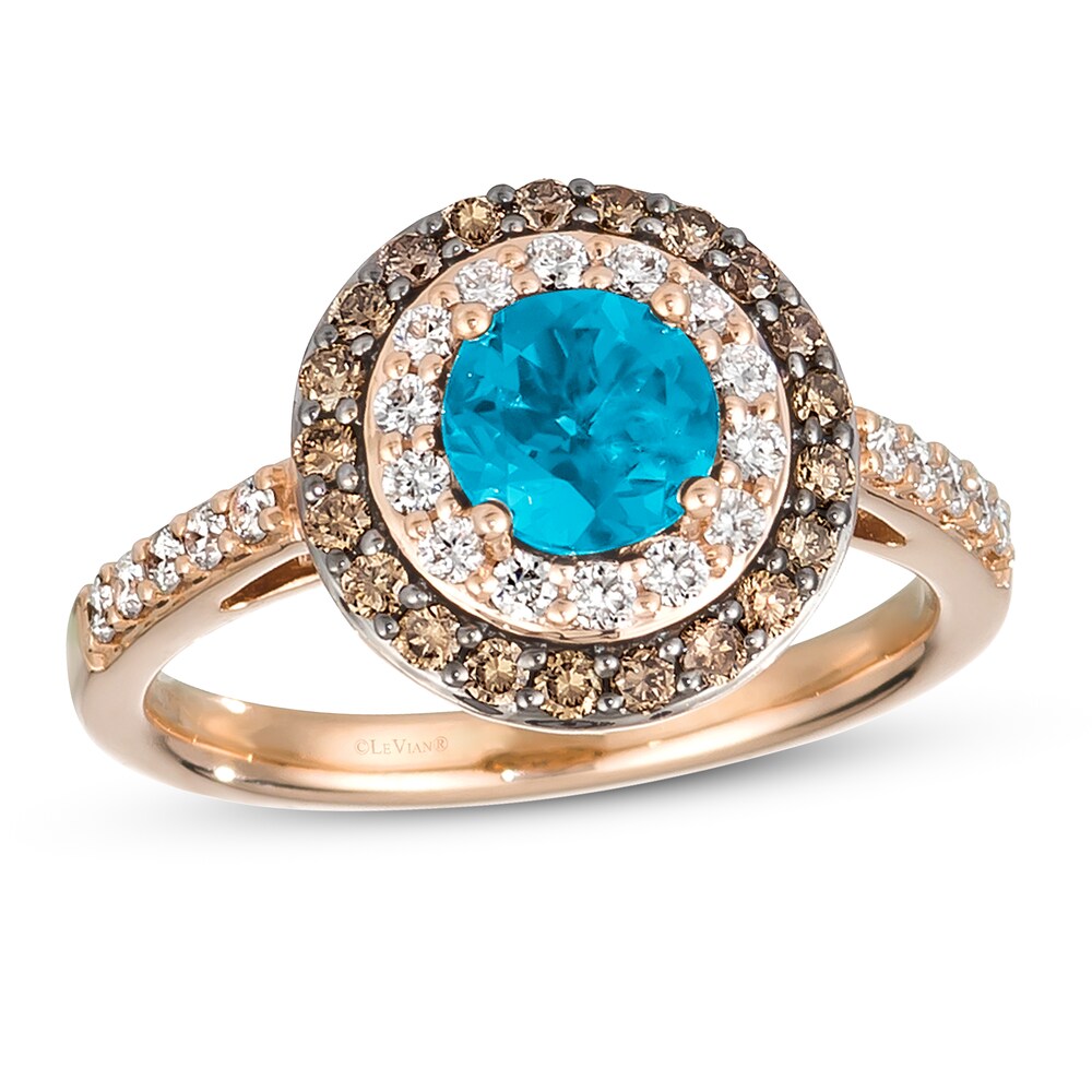 Le Vian Natural Blue Topaz Ring 5/8 ct tw Diamonds 14K Strawberry Gold ZGPRXhlC