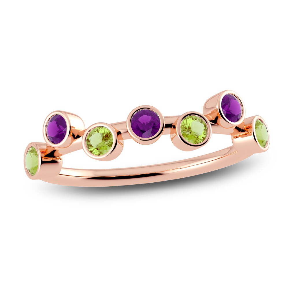 Juliette Maison Natural Peridot & Natural Amethyst Ring 10K Rose Gold ZJszqV5c