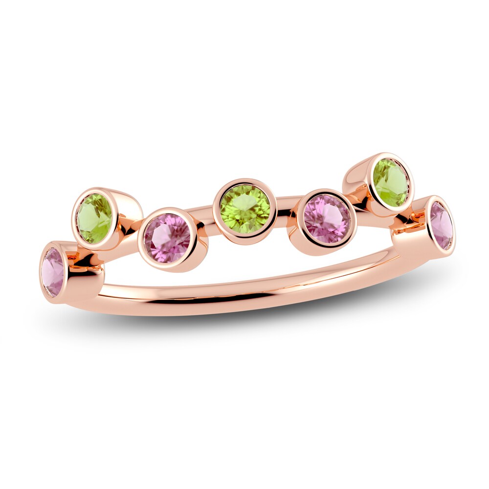 Juliette Maison Natural Peridot & Natural Pink Tourmaline Ring 10K Rose Gold ZKY0Vy4A