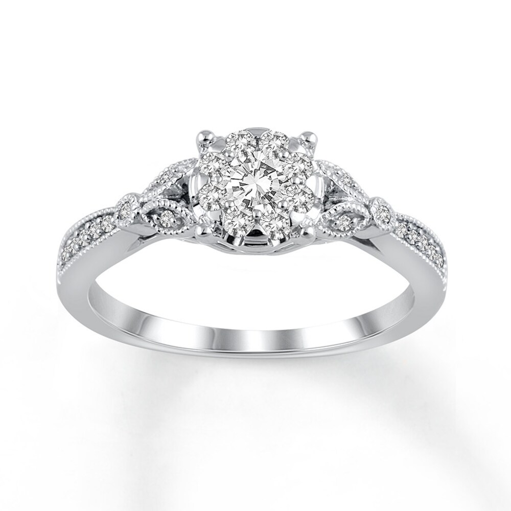 Diamond Promise Ring 3/8 ct tw Round 10K White Gold ZL2uYKji [ZL2uYKji]