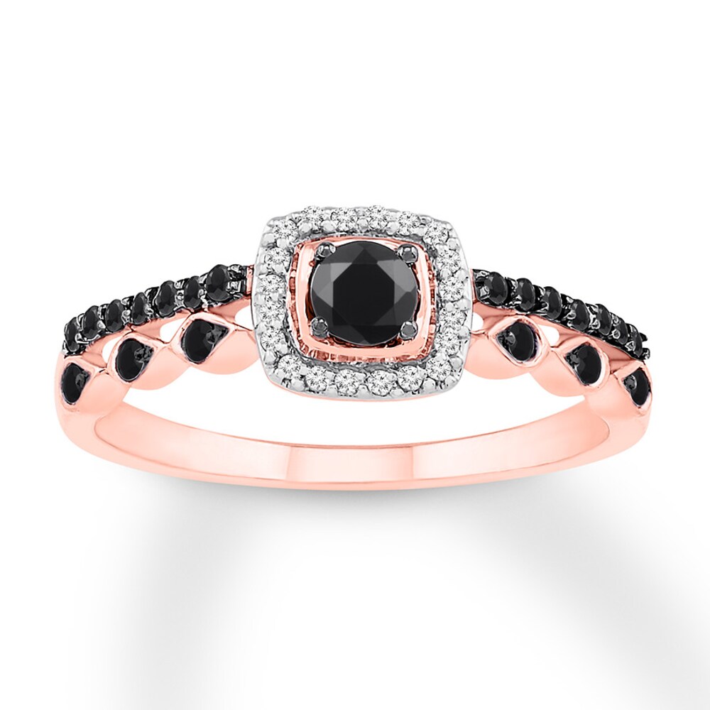 Black/White Diamond Promise Ring 3/8 ct tw 10K Rose Gold ZLUASUtD