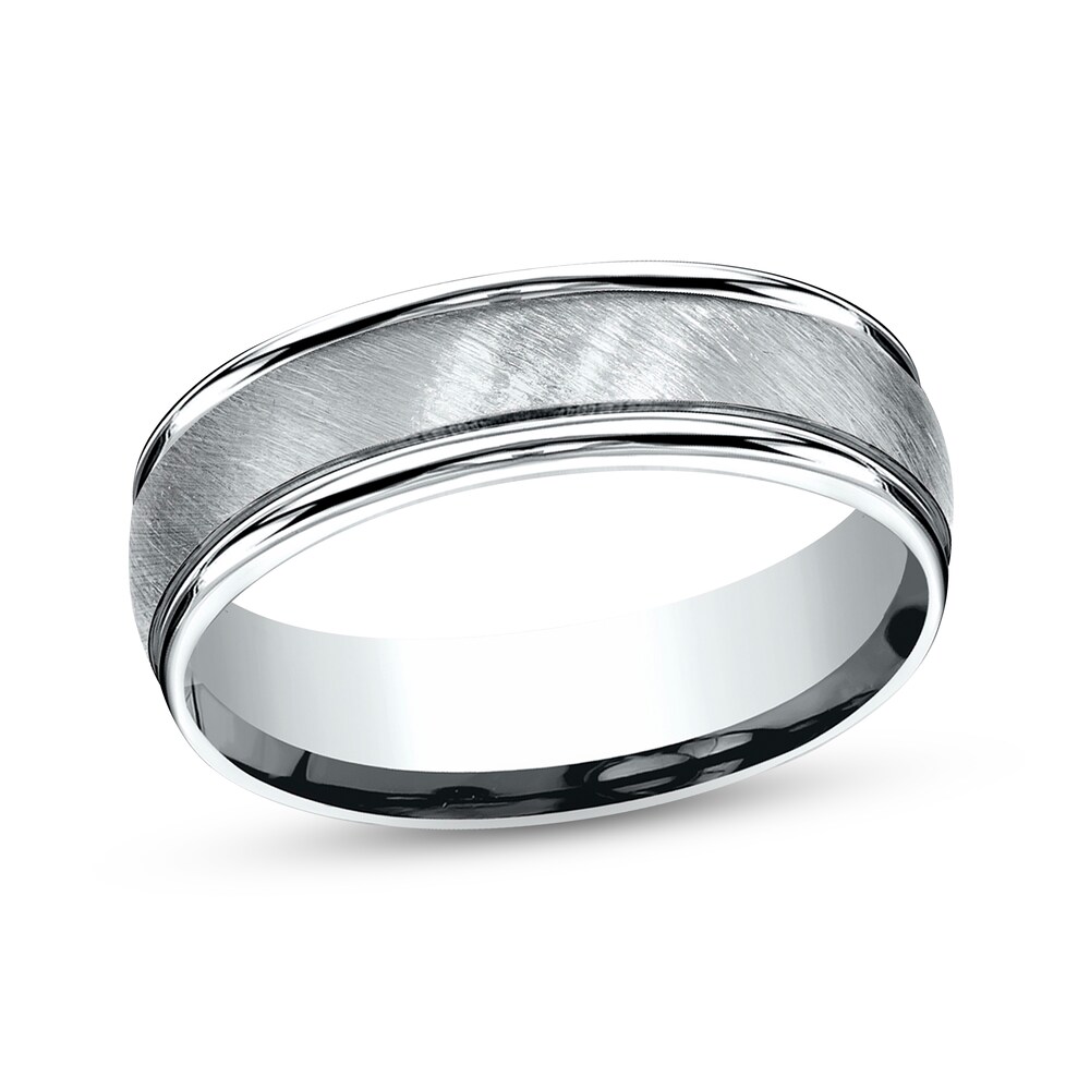 Satin Wedding Band 10K White Gold 6mm ZO0YAx9u