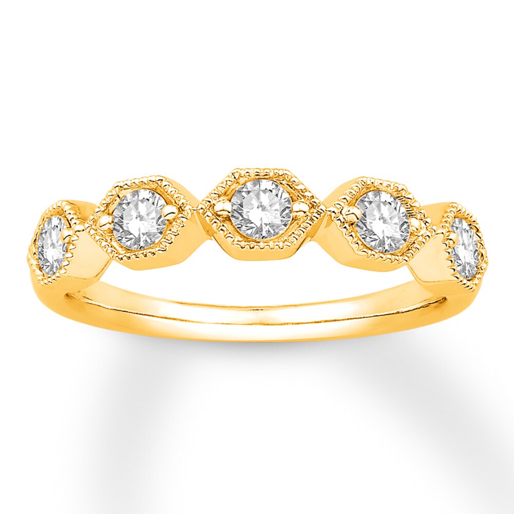 Diamond Anniversary Ring 1/2 ct tw Round-cut 10K Yellow Gold ZPpQOJic