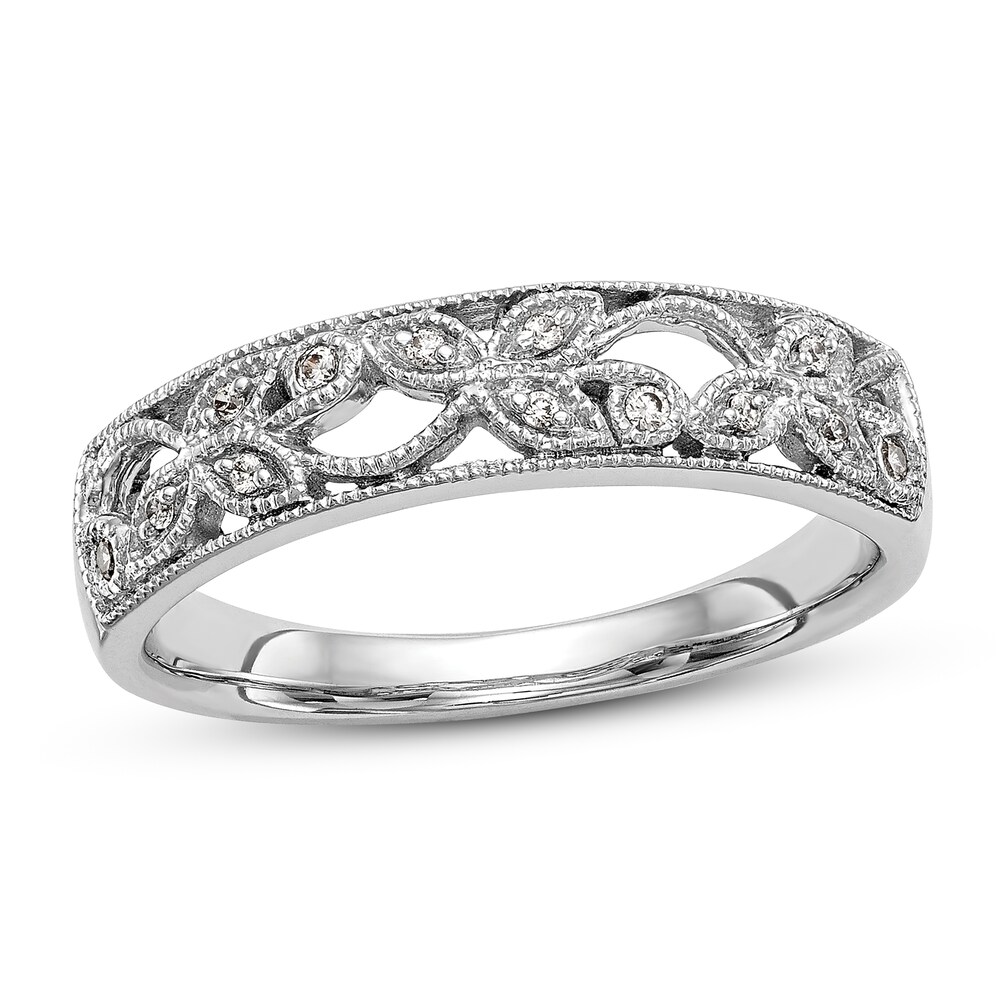 Floral Diamond Band 1/2 ct tw Round 14K White Gold ZQOchAUp