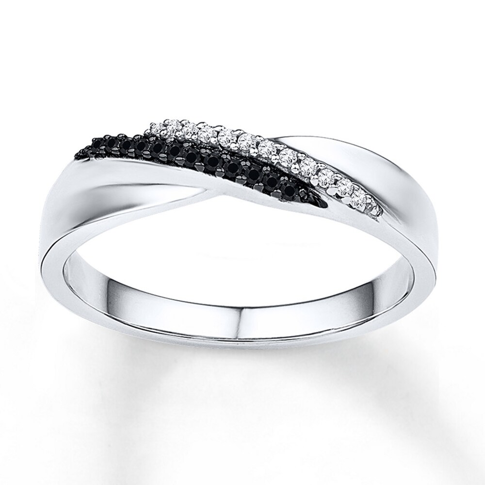 Black Diamond Ring 1/10 ct tw Round Sterling Silver ZURHxlkx